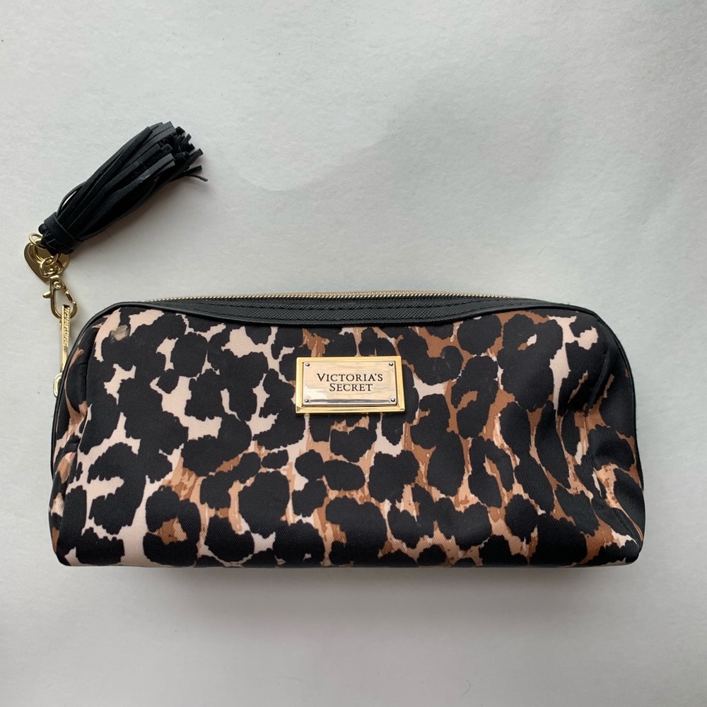 Victoria Secret Cheetah Black Tassel Make up Bag